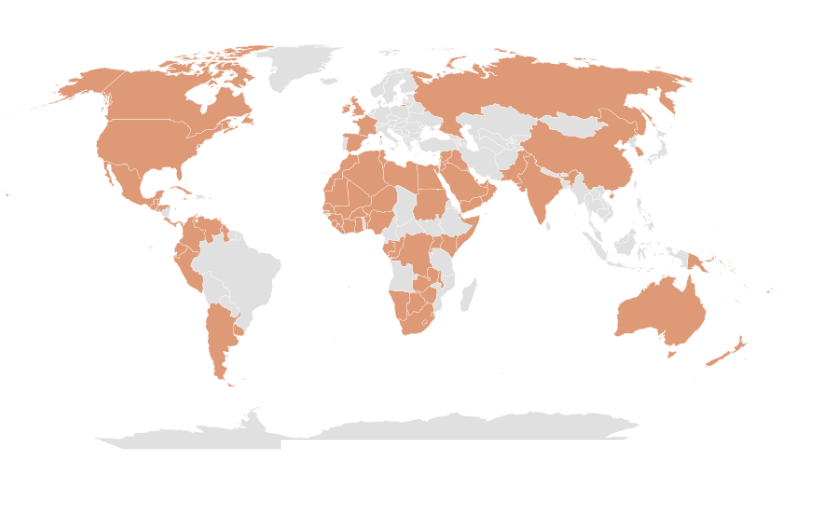 World map showing global reach